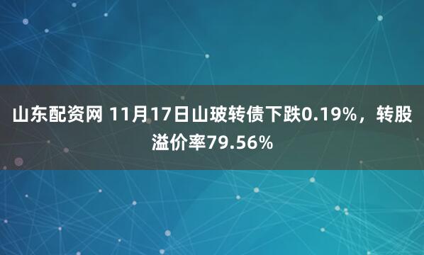 山东配资网 11月17日山玻转债下跌0.19%，转股溢价率79.56%